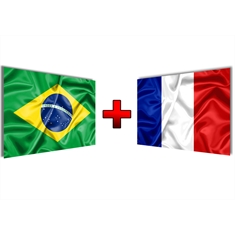 Kit de Bandeiras Brasil + França - Tamanho: 1,12 x 1,60 m