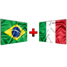 Kit de Bandeiras Brasil + Italia - Tamanho: 0,70 x 1,00 m