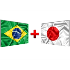 Kit de Bandeiras Brasil + Japão - Tamanho:  0,90 x 1,28 m