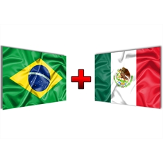 Kit de Bandeiras Brasil + Mexico - Tamanho: 1,12 x 1,60 m