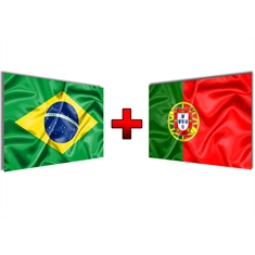Kit de Bandeiras Brasil + Portugal - Tamanho: 1,12 x 1,60 m