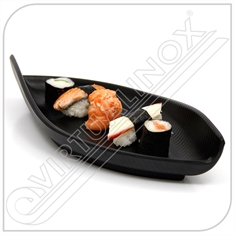 Travessa Sushi-Sashimi Oval Black 35x16cm Melamina 100% - Gourmet Mix - Código: GX5366