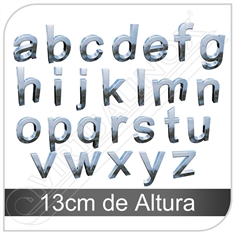 Letra Caixa em Inox de a - z Minúscula com 13cm de Altura - 13cm de Altura