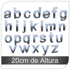 Letra Caixa em Inox de a - z Minúscula com 20cm de Altura - 20cm de Altura