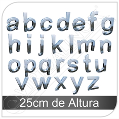 Letra Caixa em Inox de a - z Minúscula com 25cm de Altura - 25cm de Altura