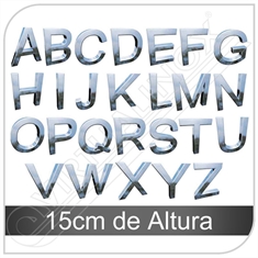 Letra Caixa em Inox de A - Z Maiúscula com 15cm de Altura - 15cm de Altura