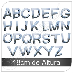 Letra Caixa em Inox de A - Z Maiúscula com 18cm de Altura - 18cm de Altura