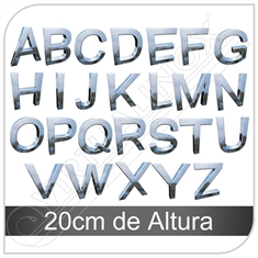 Letra Caixa em Inox de A - Z Maiúscula com 20cm de Altura - 20cm de Altura