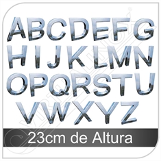 Letra Caixa em Inox de A - Z Maiúscula com 23cm de Altura - 23cm de Altura