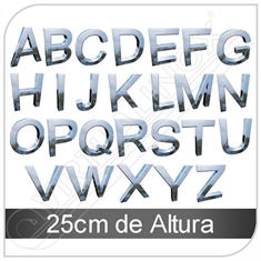 Letra Caixa em Inox de A - Z Maiúscula com 25cm de Altura - 25cm de Altura
