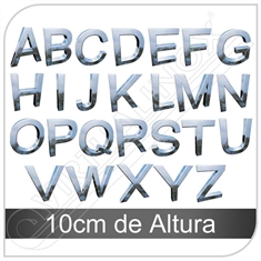 Letra Caixa em Inox de A - Z Maiúscula com 10cm de Altura - 10cm de Altura