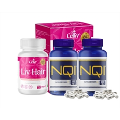 NQI 100 cápsulas (02 frascos) + 01 Colageno Liv Hair Celliv