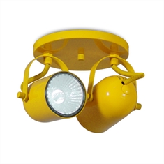 Luminária Spot Sobrepor Base Redonda, 2 Lâmpadas E27 (rosca comum) na cor Amarelo - 378-2-AM