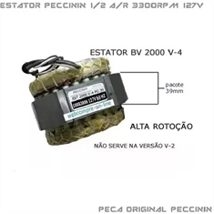 Estator Motor 1/2 Basculante Peccinin Mono 127V Alta Rotação 3300RPM