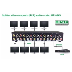 Splitter Video Composto (RCA) audio e video MT108AV