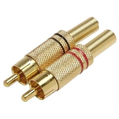 50 X Plug Rca 4mm Gold / Kit Com 10 Pçs 25-preto+25-vermelho