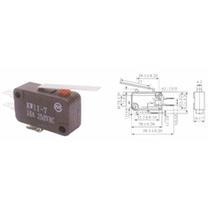 Chave Micro-switch Kw11-7-2 16a 250v 29mm Pt Kit C/100 Pçs