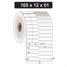 Etiqueta Adesiva para Jóias e Bijuterias BOPP - 105 x 12 mm e 1 Col. - Rolo 35m, Tubete 1