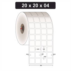Etiqueta Adesiva para Jóias e Bijuterias BOPP - 20 x 20 mm e 4 Col. - Rolo 35m, Tubete 1