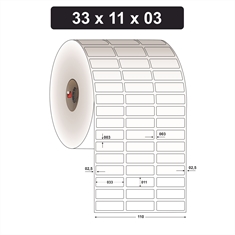 Etiqueta Adesiva para Jóias e Bijuterias BOPP - 33 x 11 mm e 3 Col. - Rolo 35m, Tubete 1