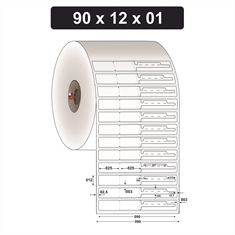 Etiqueta Adesiva para Jóias e Bijuterias BOPP - 100 x 12 mm e 1 Col. - Rolo 35m, Tubete 1