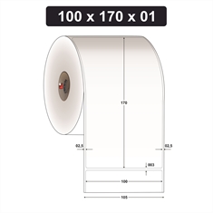 Etiqueta Couchê Adesiva para Código de Barras - 100 x 170 mm e 1 Col. - Rolo 35 metros, Tubete 1