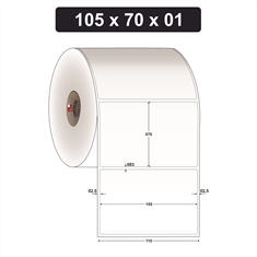 Etiqueta Adesiva de Papel Couchê para Indústria Alimentícia - 100 x 70 mm e 1 Col. - Caixa com 20 rolos