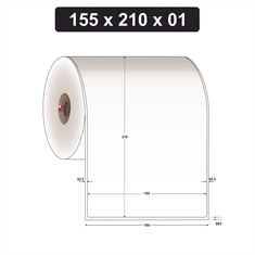 Etiqueta Couchê Adesiva para Código de Barras - 155 x 210 mm e 1 Col. - Rolo 35 metros, Tubete 1
