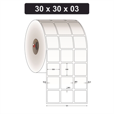Etiqueta Adesiva BOPP Brilho AD REMOVÍVEL - 30 x 30 mm e 3 Col. - Caixa com 40 rolos