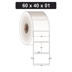 Etiqueta Adesiva BOPP Brilho AD REMOVÍVEL - 60 x 40 mm e 1 Col. - Caixa com 40 rolos
