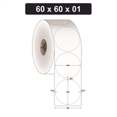 Etiqueta Adesiva BOPP Brilho - 60 x 60 mm e 1 Col. -  Caixa com 40 rolos
