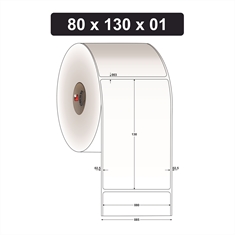 Etiqueta Adesiva BOPP Brilho AD REMOVÍVEL - 80 x 130 mm e 1 Col. - Caixa com 20 rolos