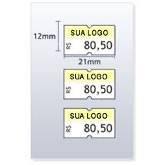 Etiqueta para Etiquetadora Preços, MX 5500 EOS, tam. 21 x 12 mm. Caixa com 100 rolos.