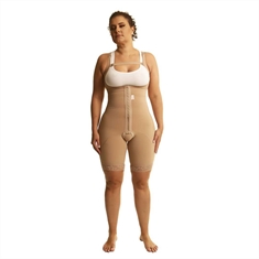 Modelador Meia Coxa, sem Busto, Abertura Frontal e Alça Regulável - GG 91kg à 102kg Bege