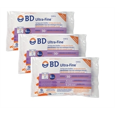 Seringa para Insulina BD Ultrafine 0,3mL (30UI) Agulha 6x0,25mm 31G - PACK COM 30 SERINGAS