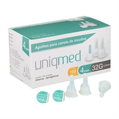 Agulhas para Caneta de Insulina UNIQMED 4mm com 100 Unidades (Compatível com Todas as Canetas Disponíveis no Mercado)