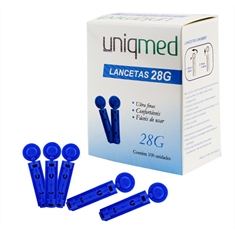Lancetas Uniqmed 28g c/ 100 unidades (compatível com todos lancetadores menos linha Accu Chek)